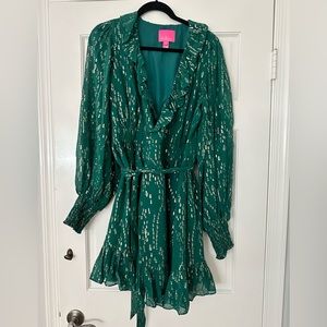 Lilly Pulitzer Birdy Long Sleeve Silk Wrap Dress size 10
